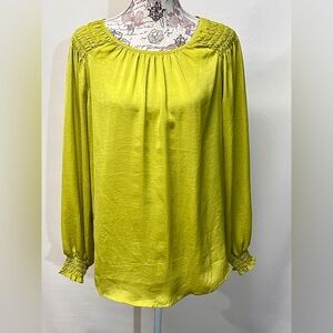 ALEX‎ & LILI Lime green balloon sleeve top size L.